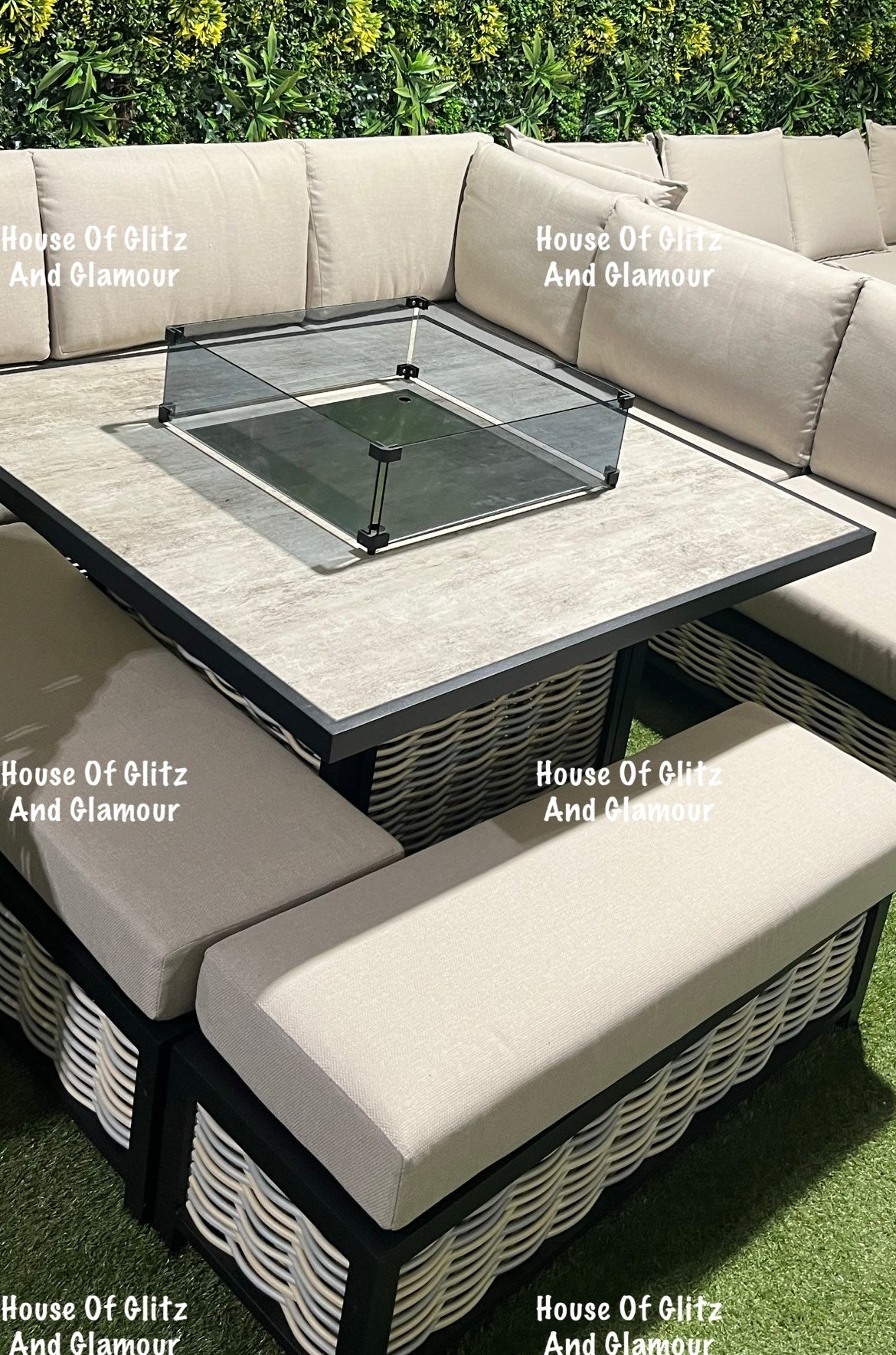 Madason Aluminium 10 Seater Fire Pit Dining Set | Garden Furniture