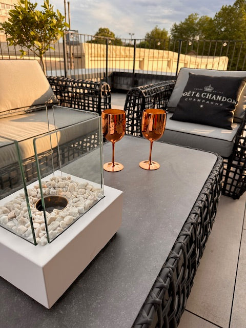 Hanley Black Rattan Garden Sofa Set with 2 Armchairs & Coffee Table