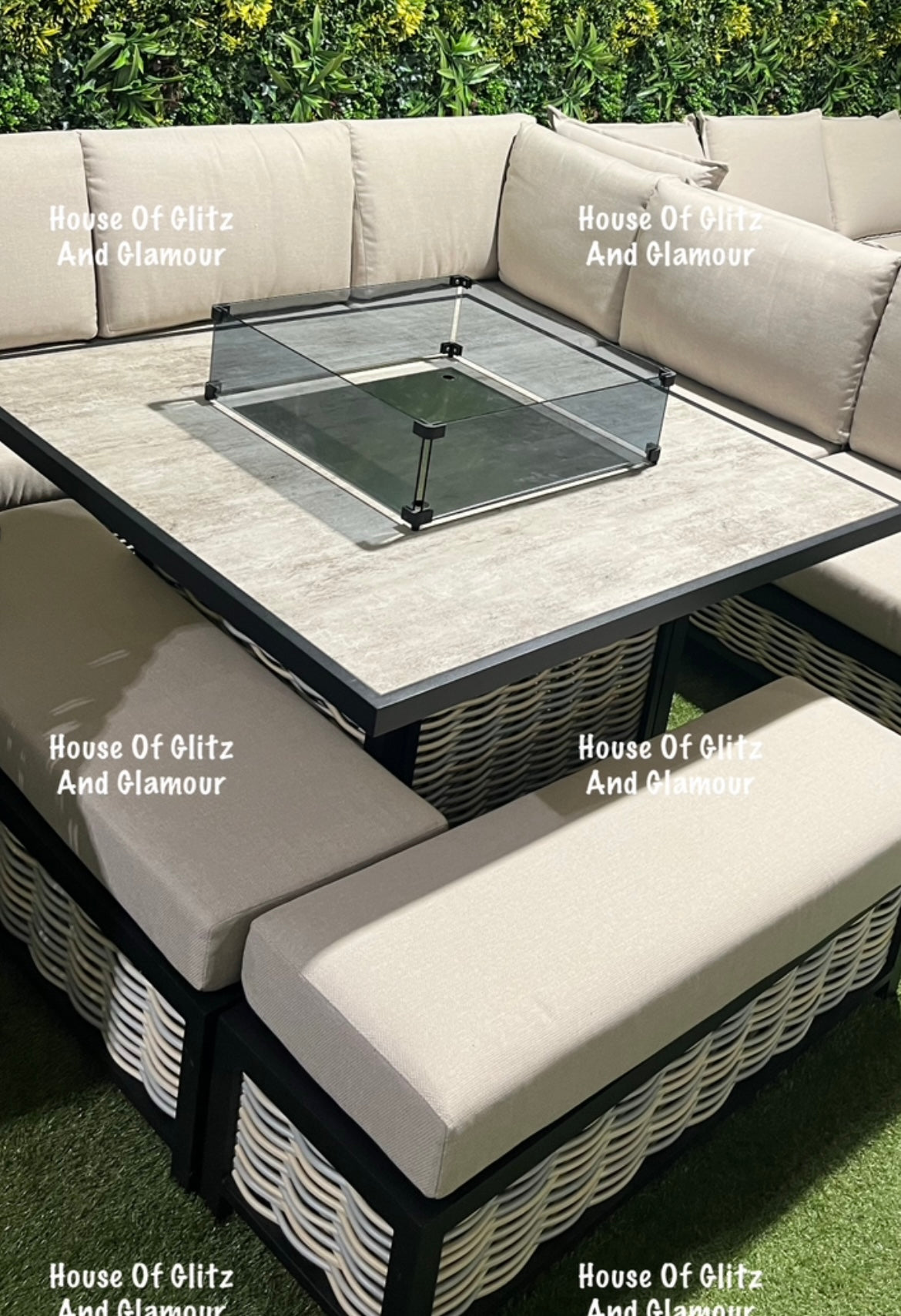 Madason Aluminium 10 Seater Fire Pit Dining Set | Garden Furniture