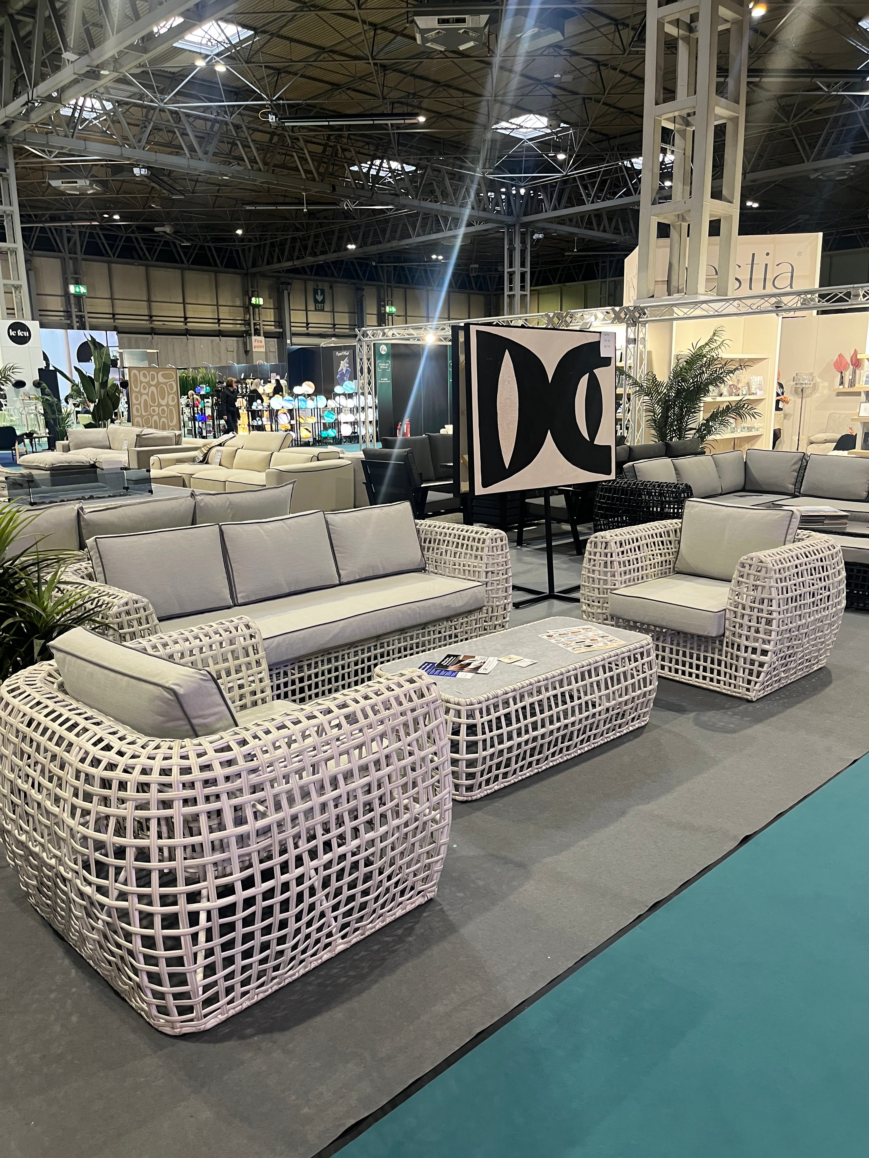 Hanley Grey Rattan Garden Sofa Set – 2 Armchairs & Coffee Table