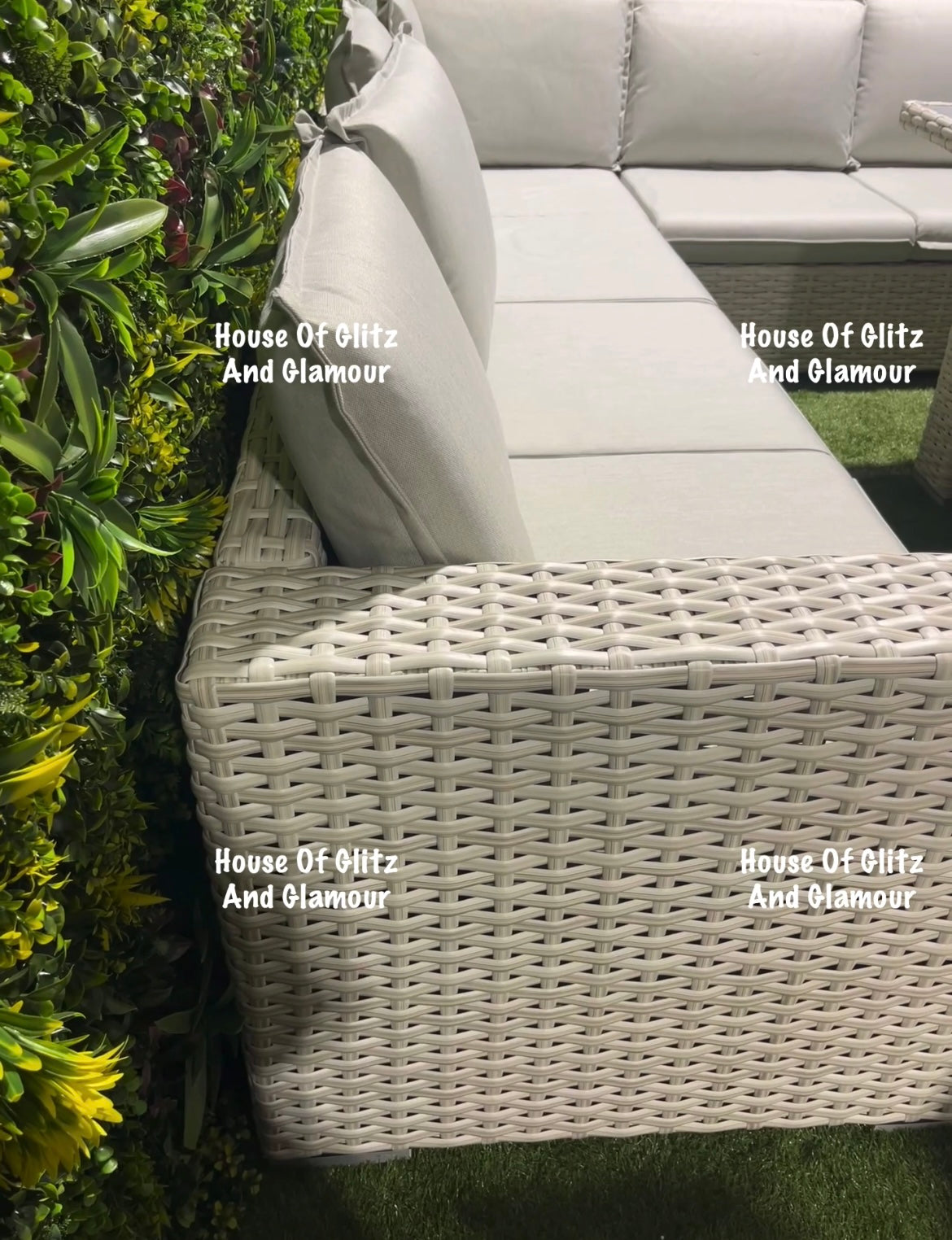 Santiago Grey Rattan 8 Seater Corner Fire Pit Dining Set | Rising Table Garden Furniture