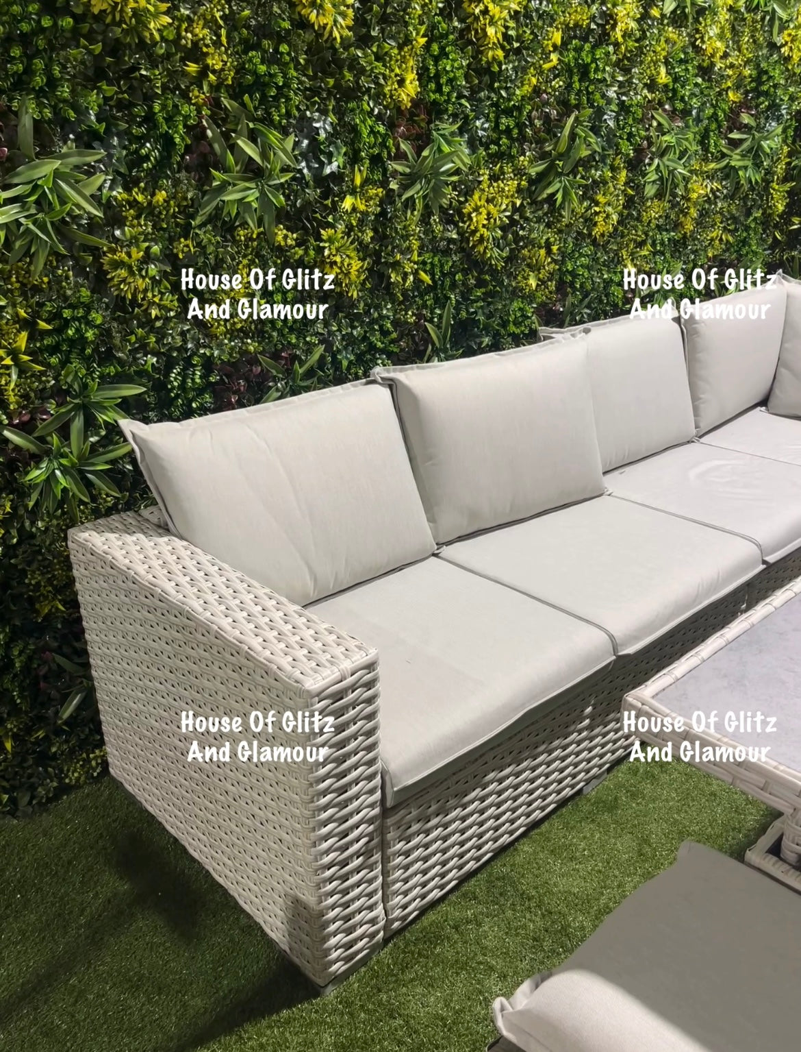 Santiago Grey Rattan 8 Seater Corner Fire Pit Dining Set | Rising Table Garden Furniture