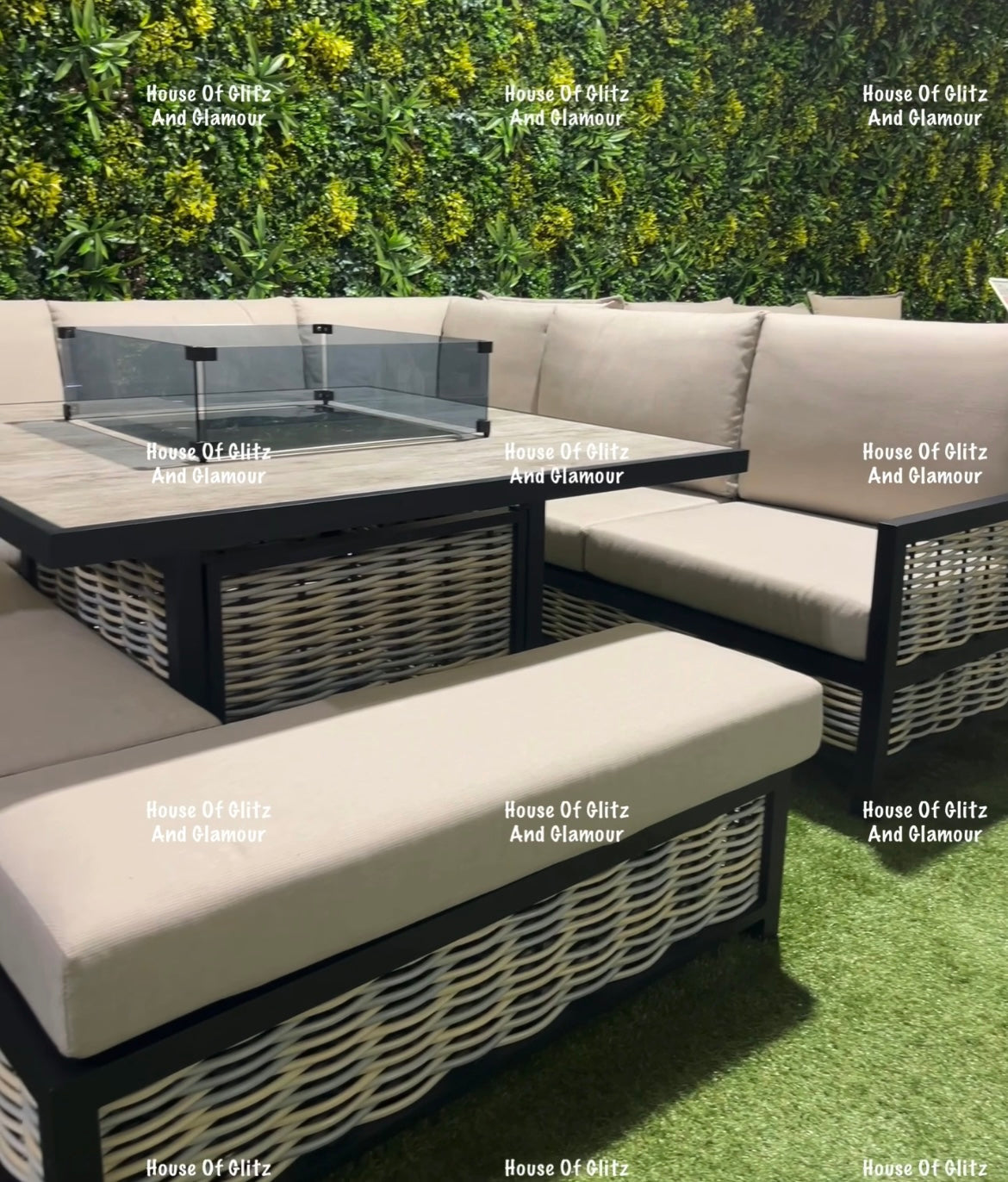 Madason Aluminium 10 Seater Fire Pit Dining Set | Garden Furniture