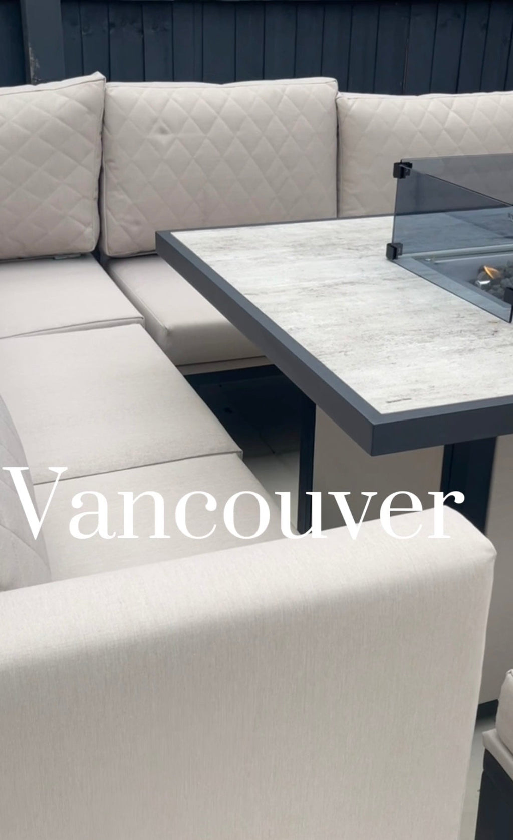 Vancouver Cream Aluminium 10 Seater Corner Fire Pit Dining Set